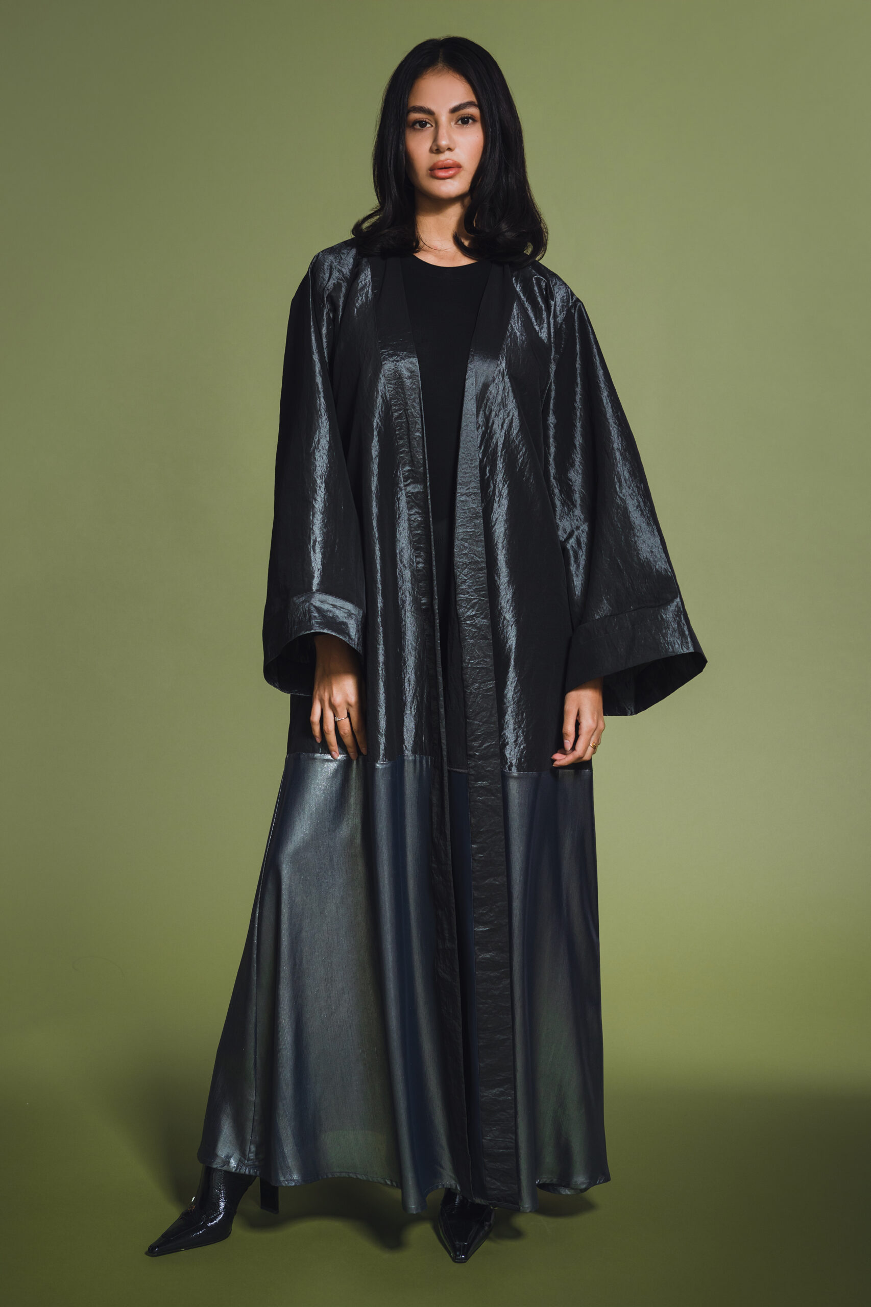 ABAYA TAFFETAS SILK SILVER