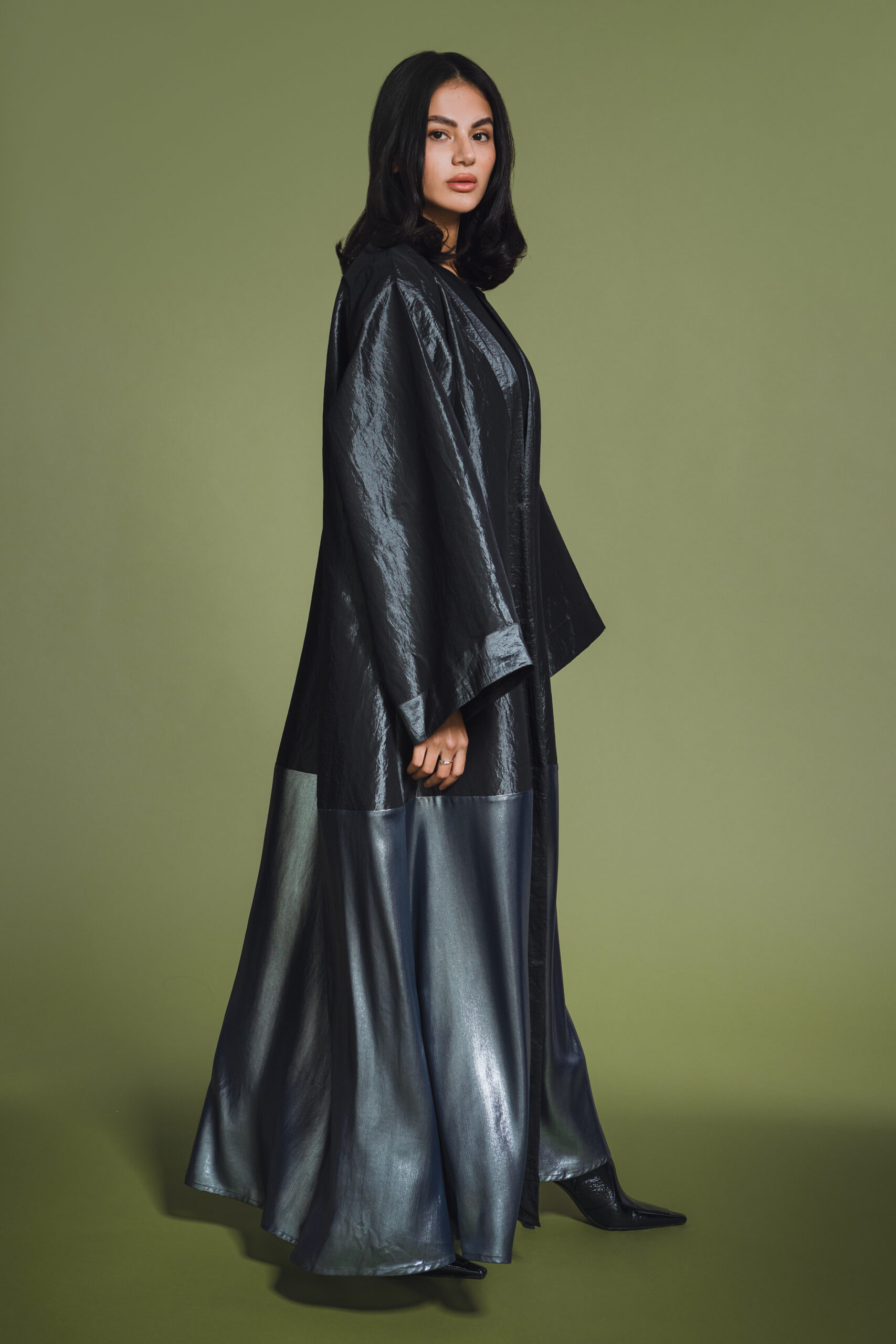 ABAYA TAFFETAS SILK SILVER