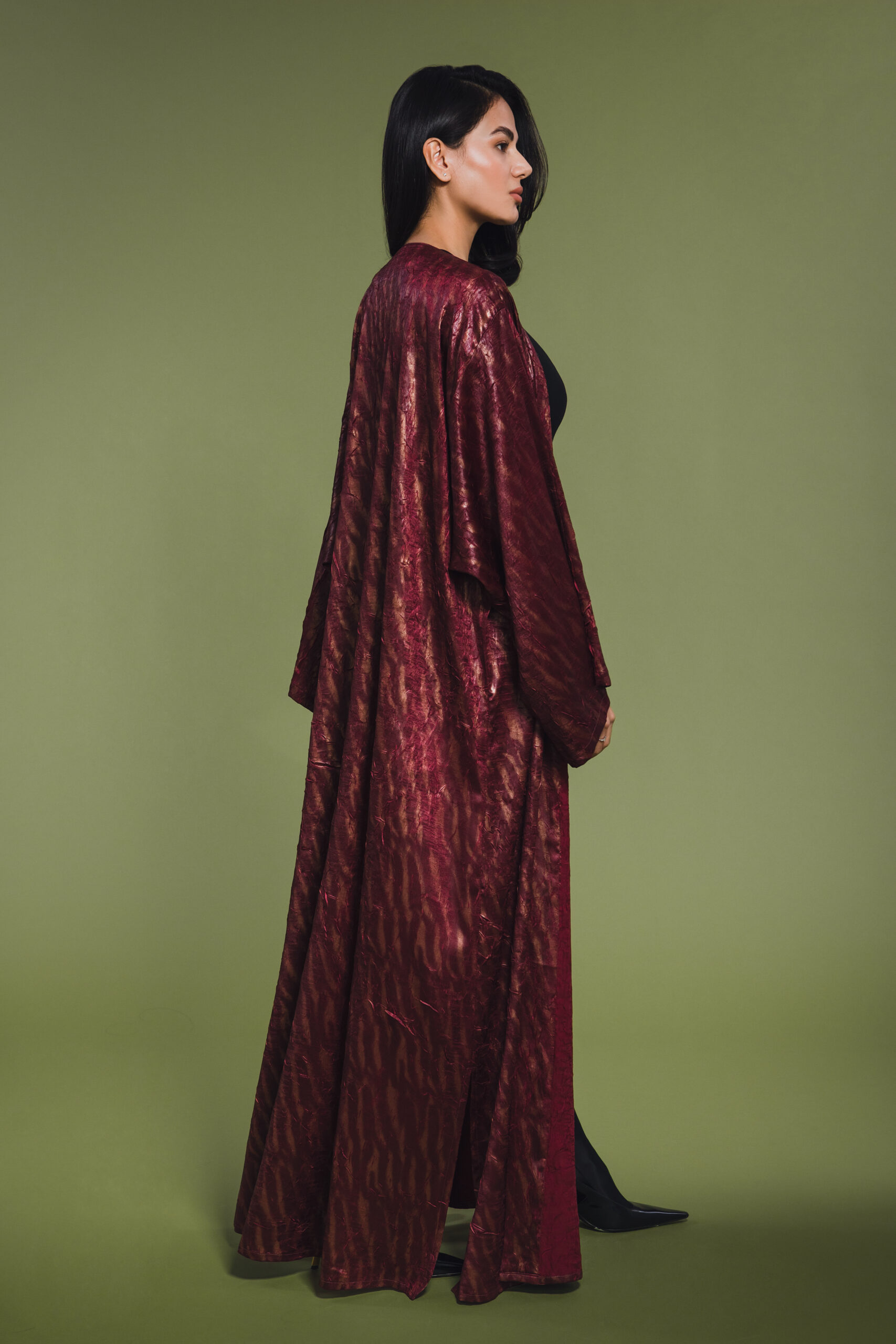 ABAYA BURGUNDY TIE AND DYE