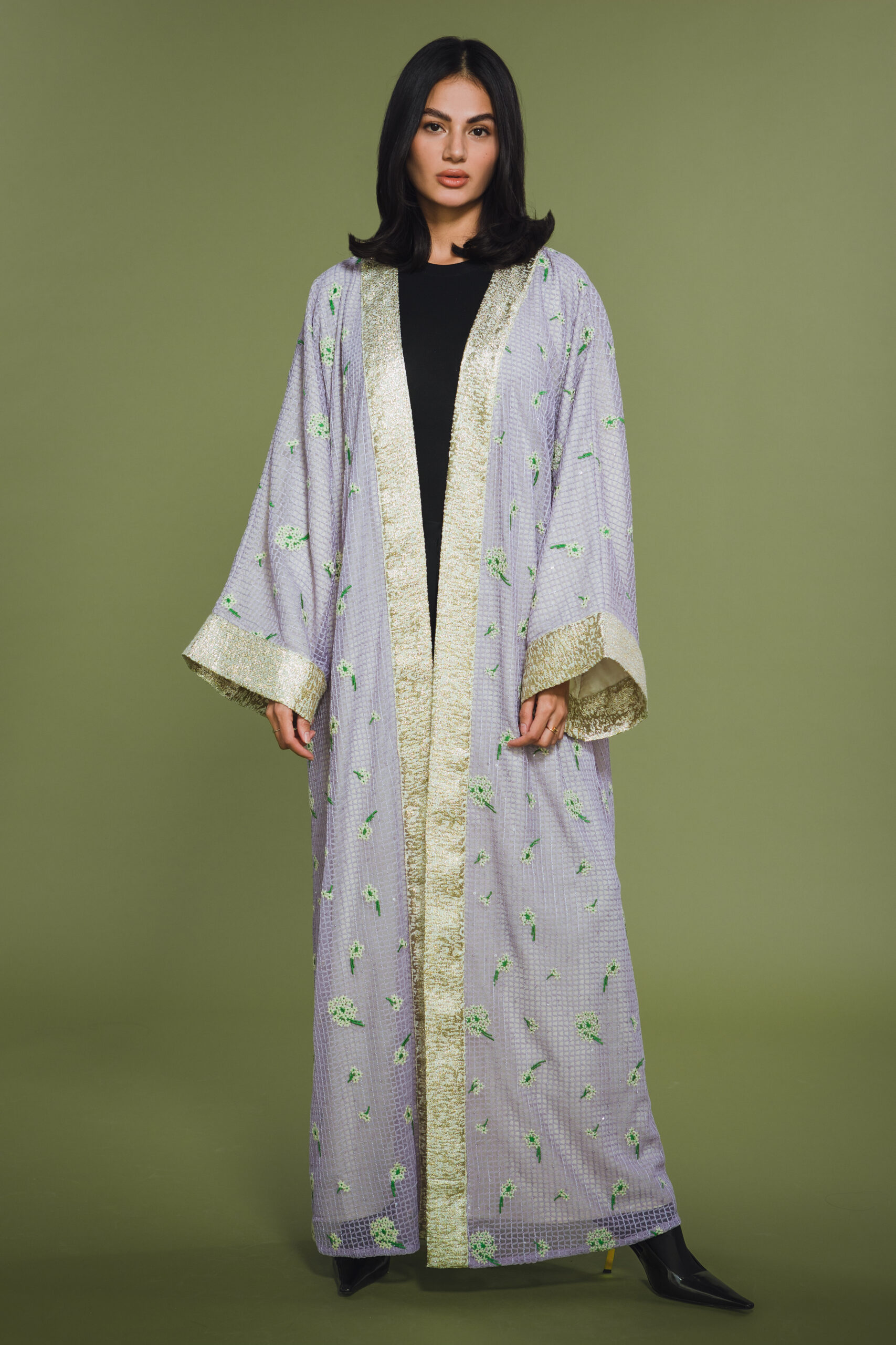 ABAYA PURPLE-GREEN FLOWERS