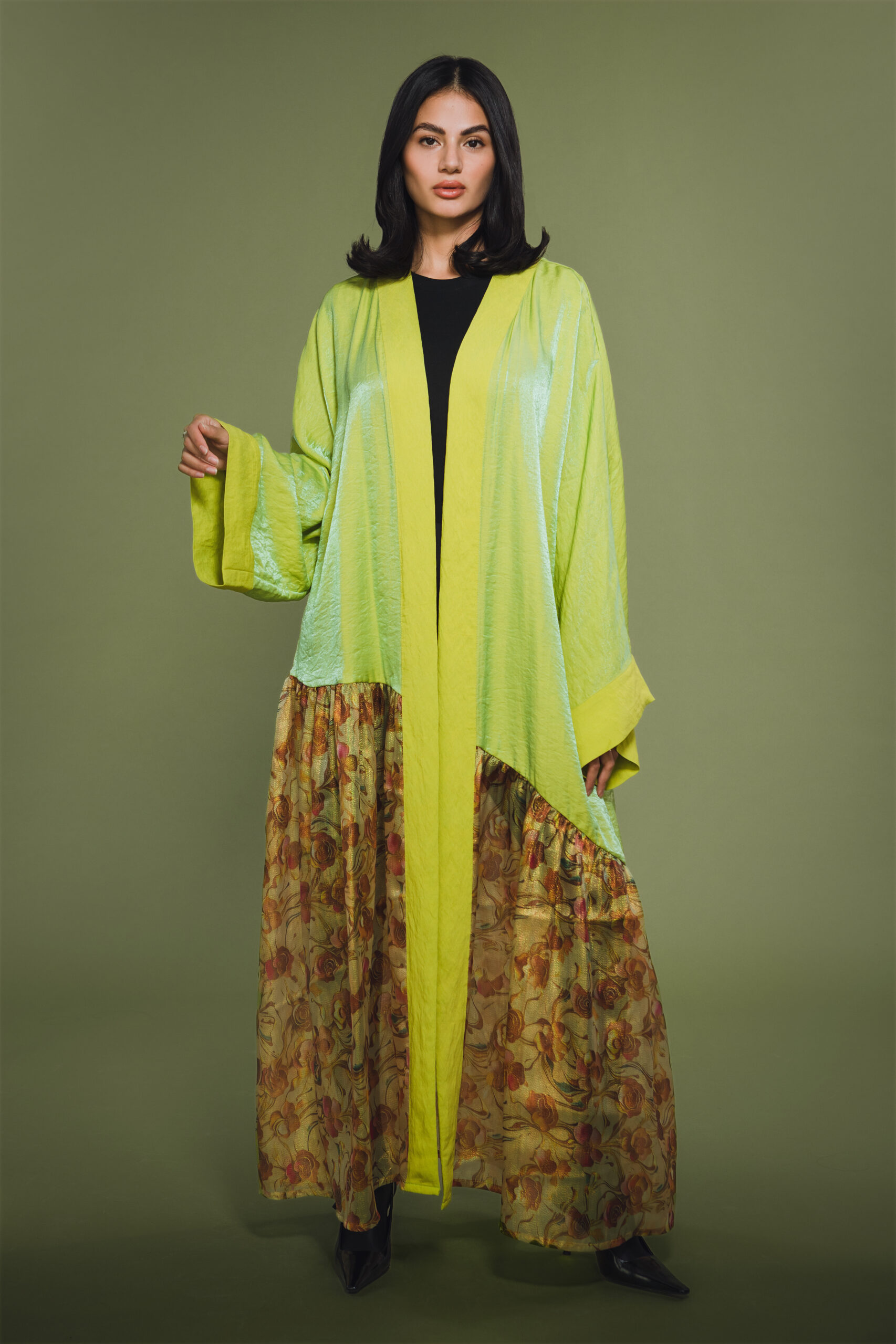 ABAYA GREEN LIME ORGANZA