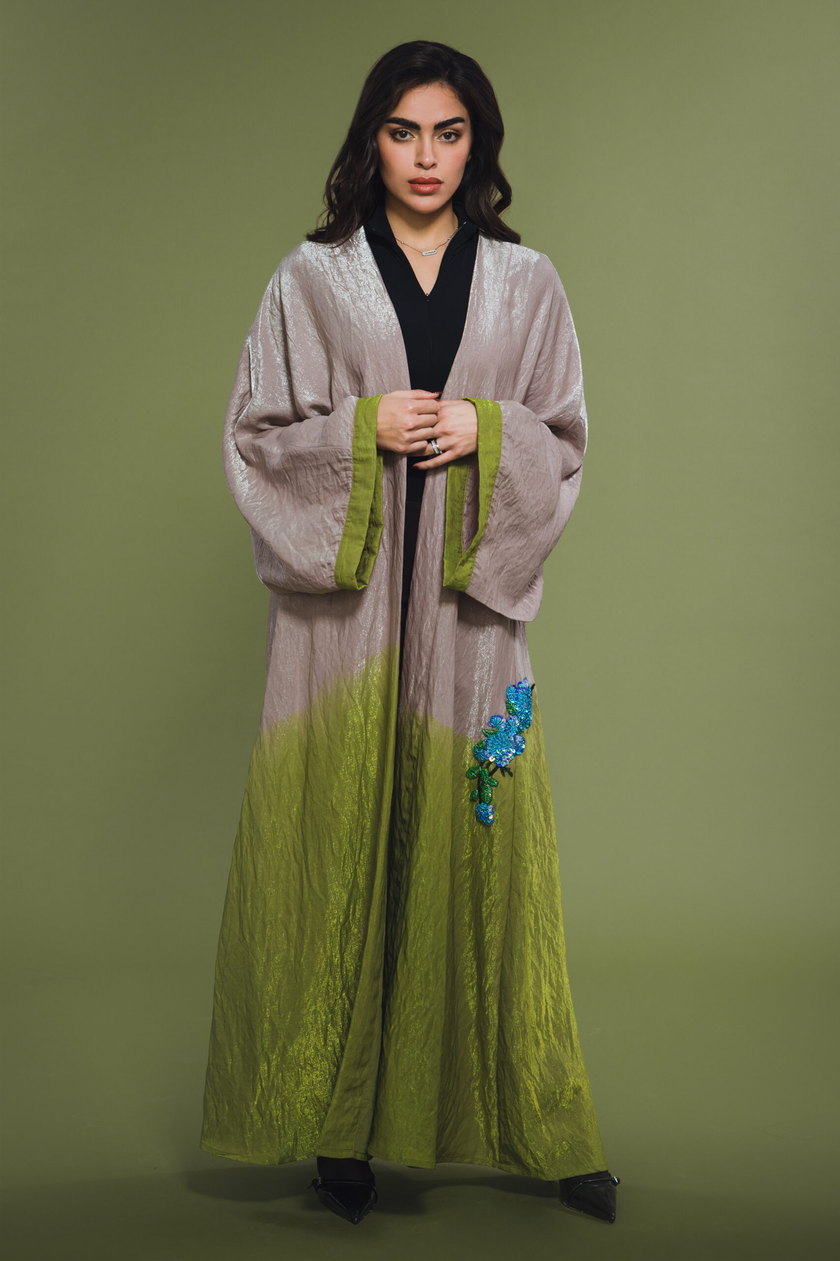 ABAYA DÉGRADÉ GREEN LIME-SILVER