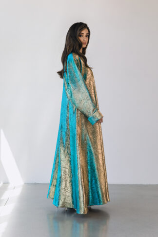 ABAYA BROCARD BLEU-GOLD