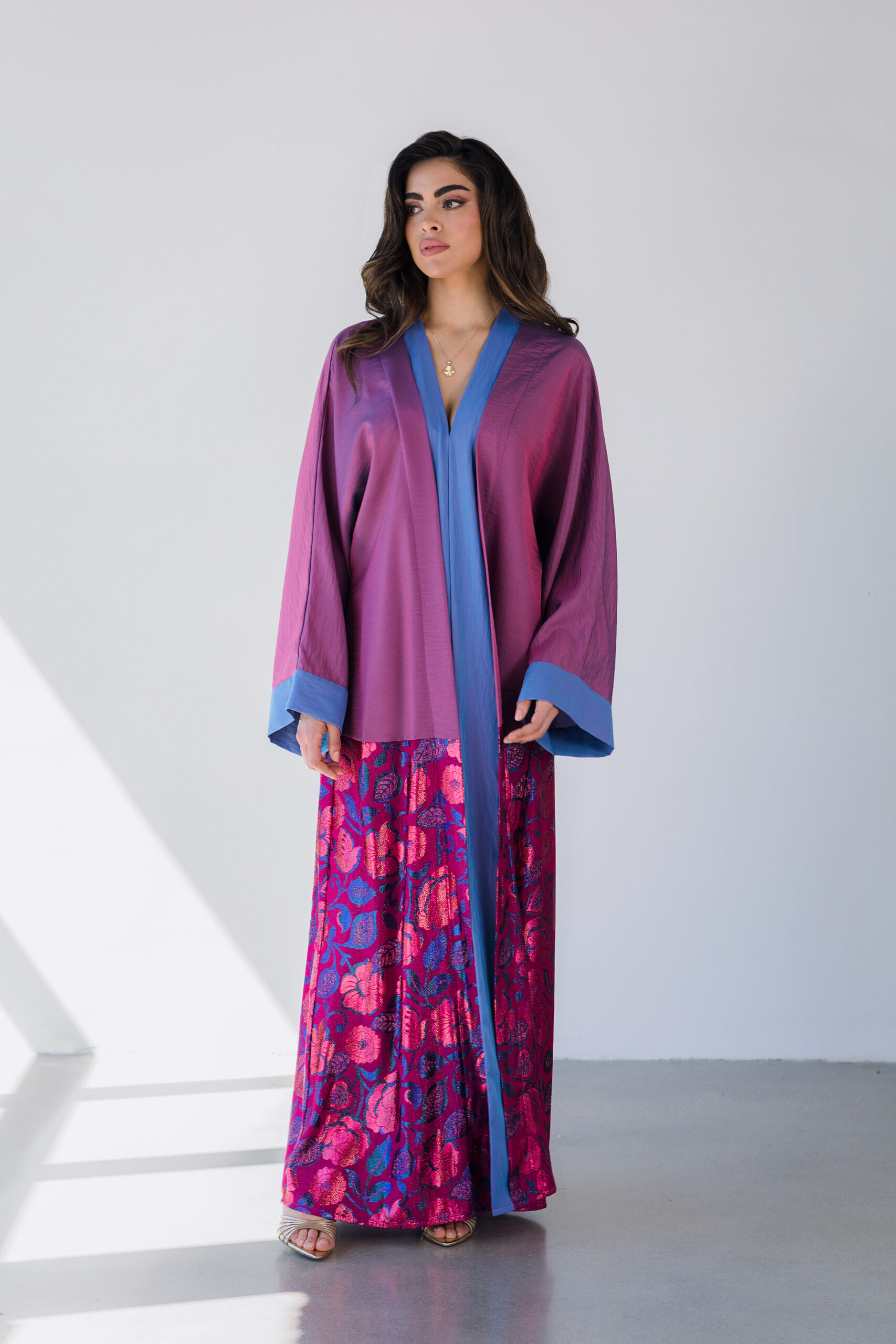 ABAYA BLEU FLOWERS