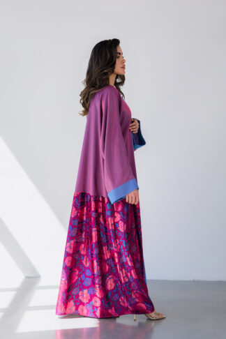 ABAYA BLEU FLOWERS