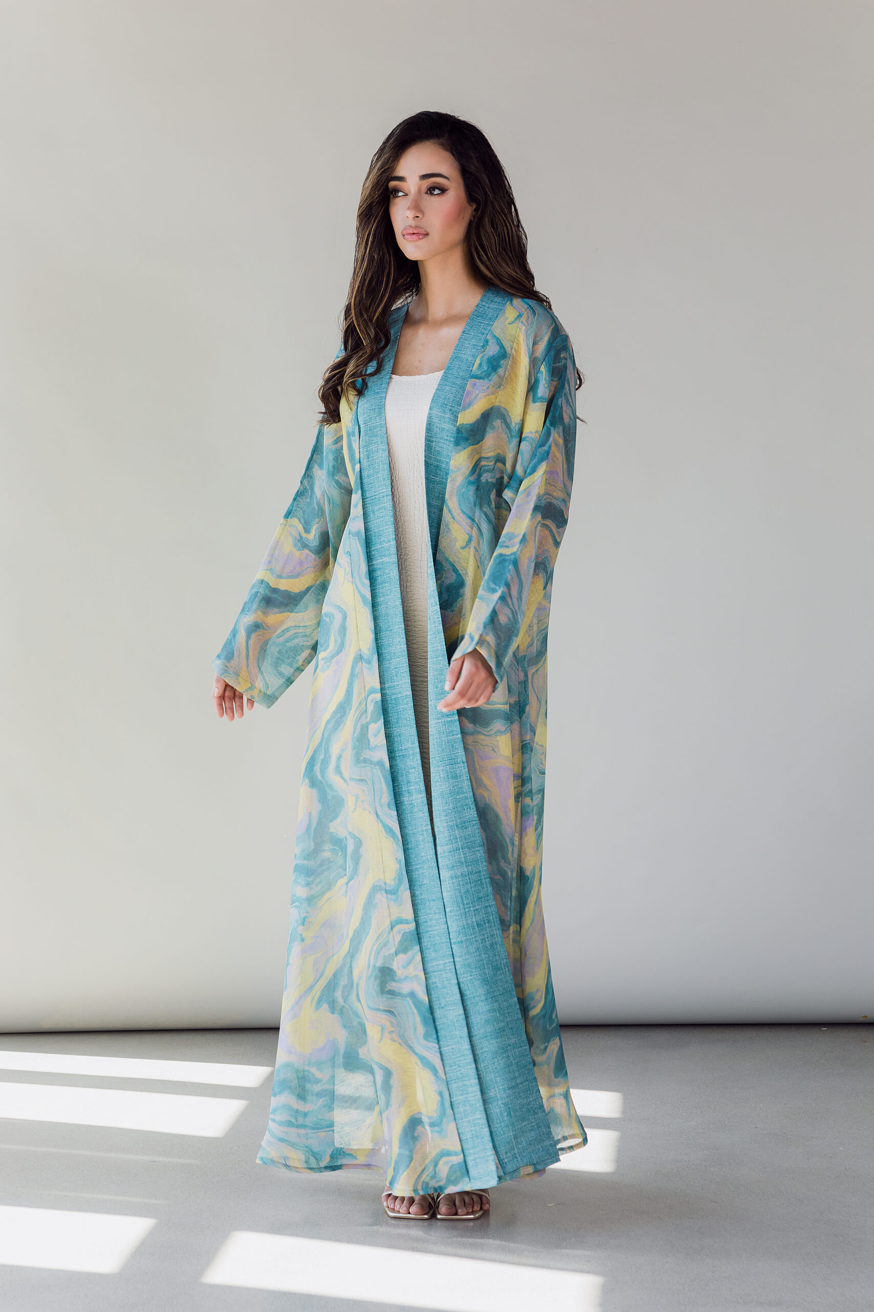 ABAYA ORGANZA BLEU UNIQUE – Image 3