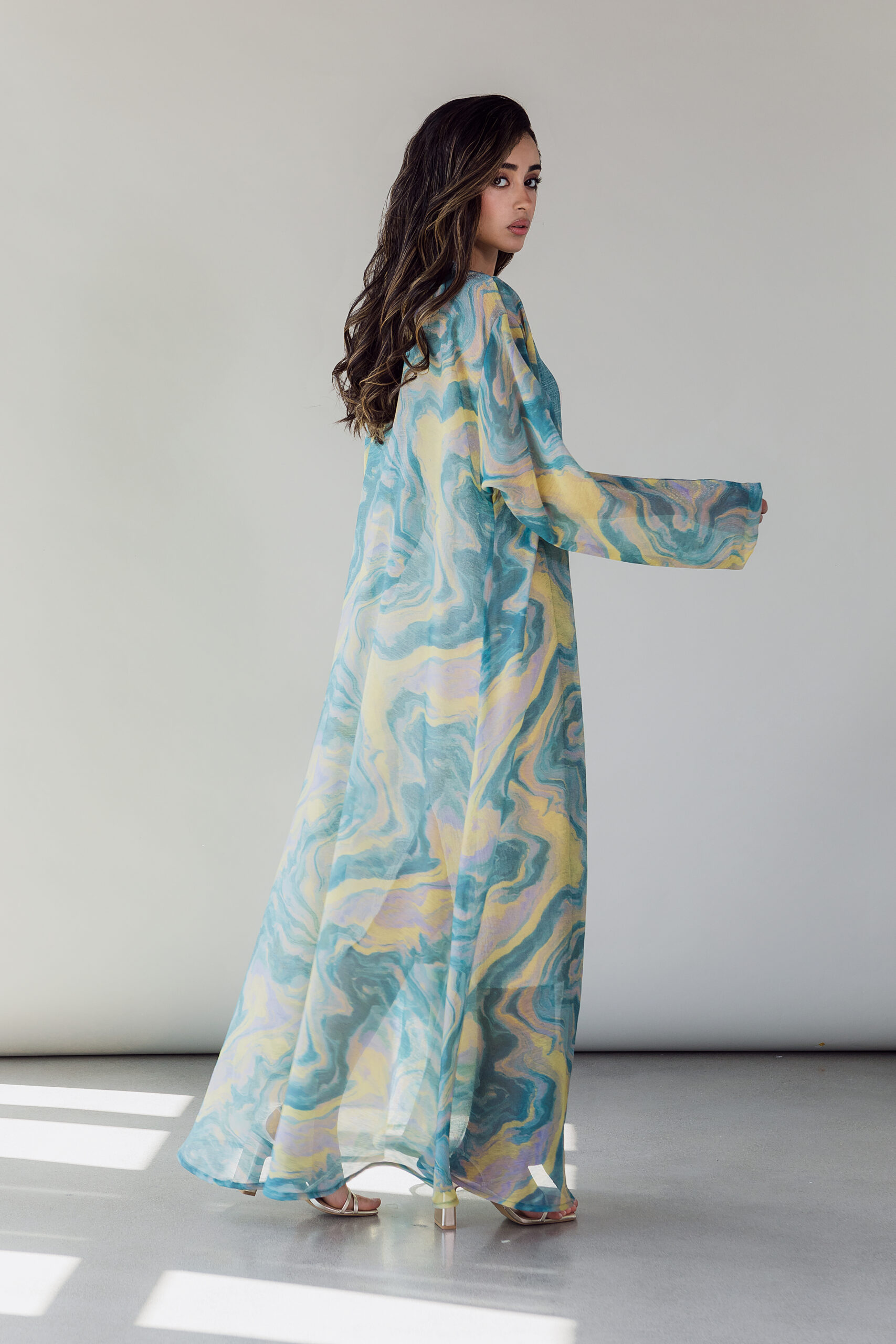 ABAYA ORGANZA BLEU UNIQUE