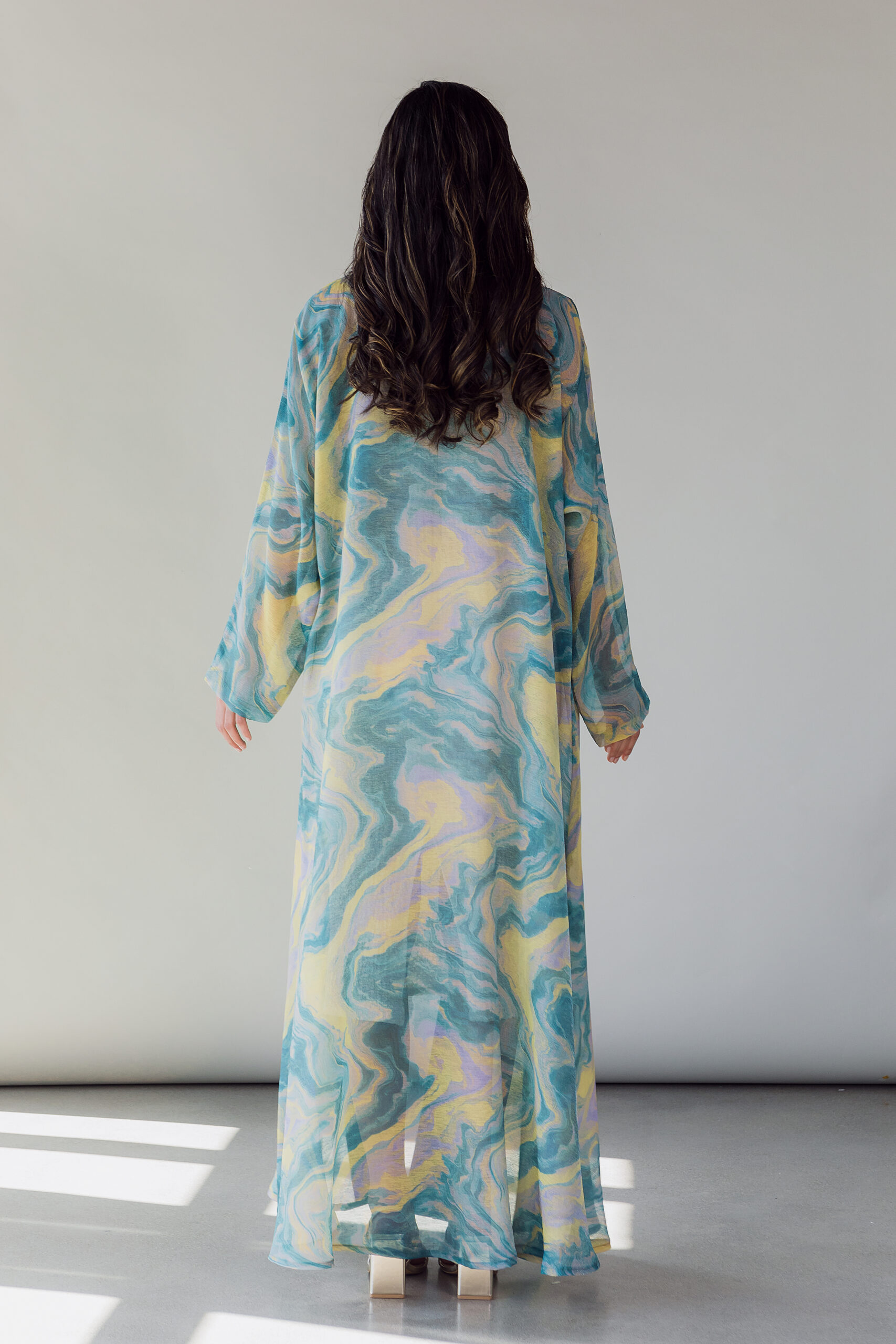 ABAYA ORGANZA BLEU UNIQUE – Image 4