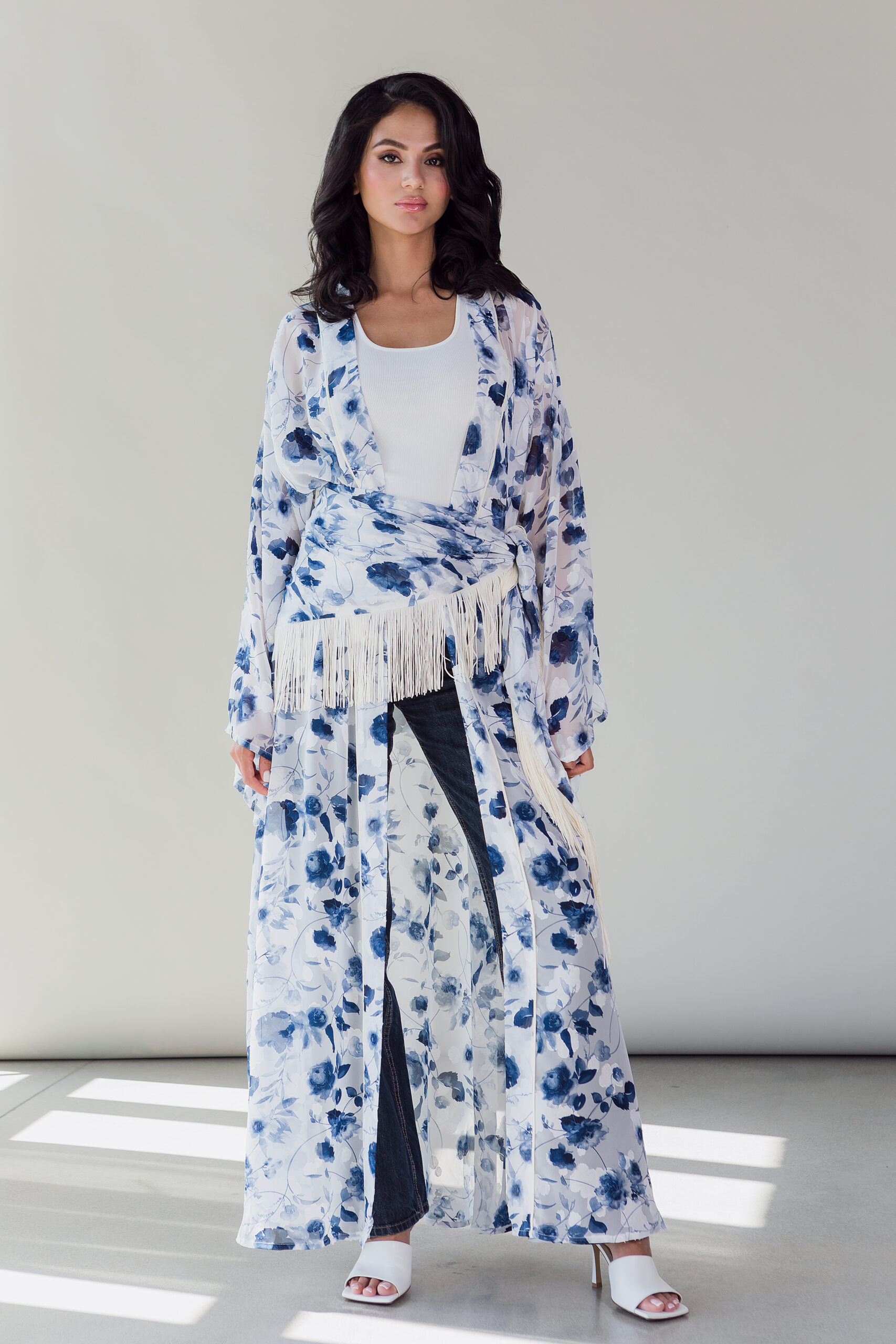 ABAYA FRINGE AZUR