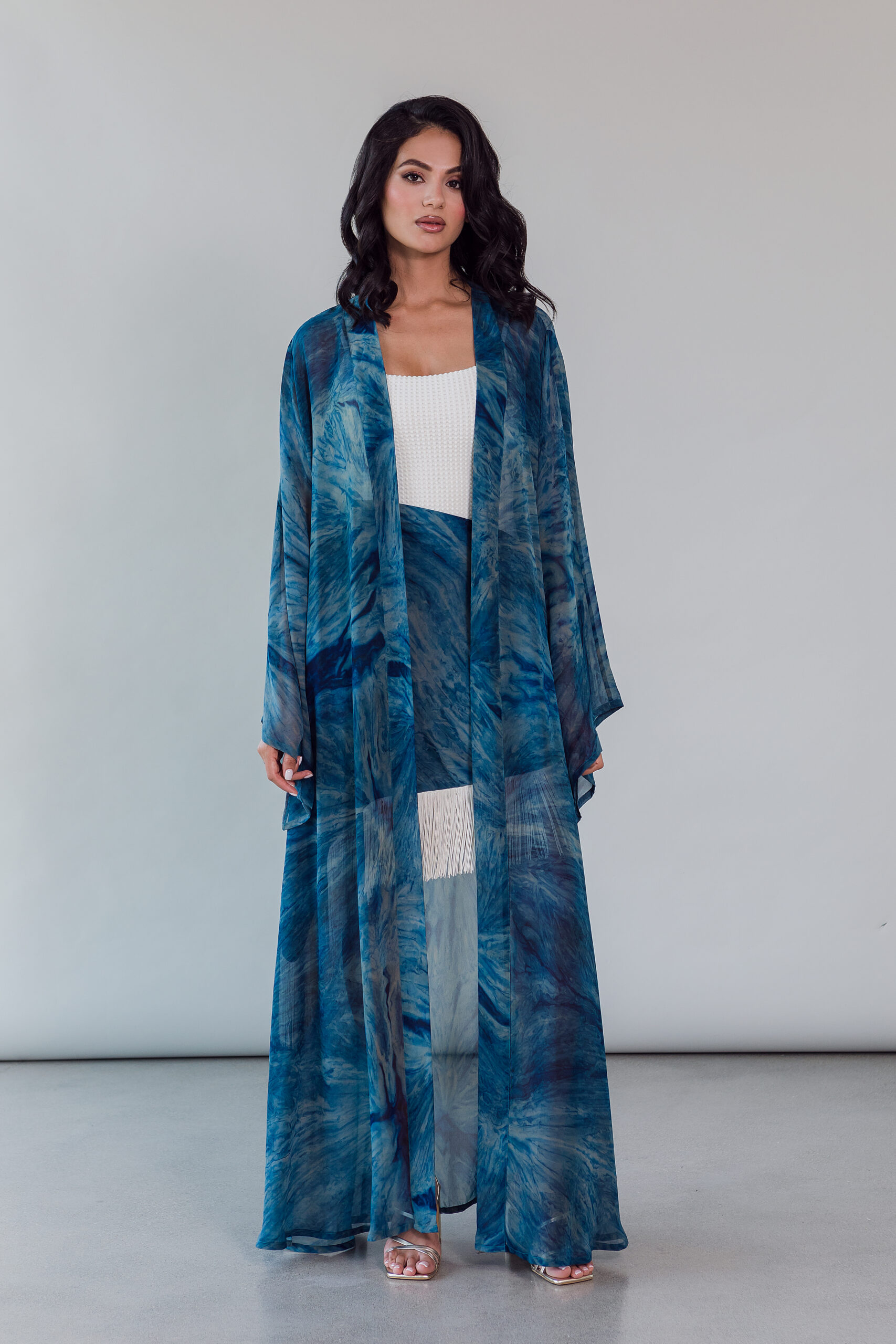 ABAYA BLEU TIE AND DYE